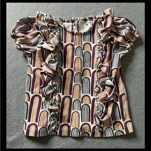 Kate Quinn Frilled Shirt Girls 18-24 Months Organic Cotton Neutral Rainbow Cute